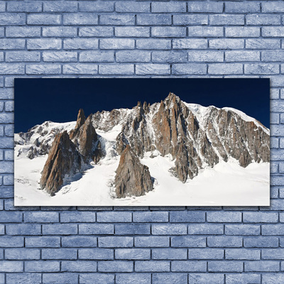 Tableaux sur verre Neige montagne paysage blanc gris