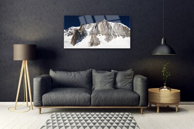 Tableaux sur verre Neige montagne paysage blanc gris