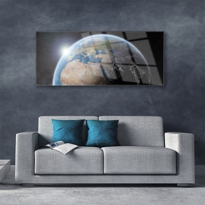 Tableaux sur verre Globe univers brun bleu vert