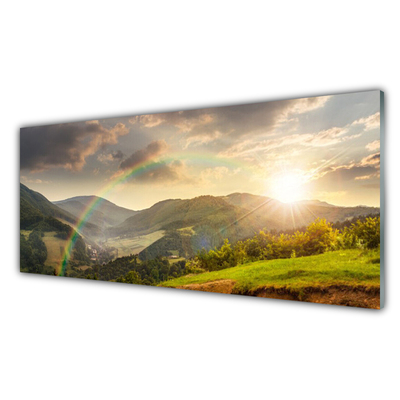 Tableaux sur verre Montagnes arc en ciel paysage multicolore
