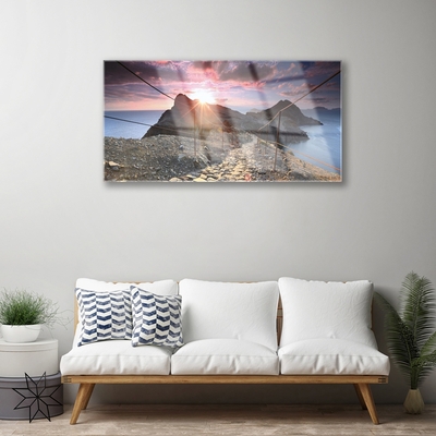 Tableaux sur verre Soleil sentier paysage brun jaune