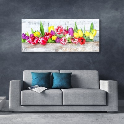 Tableaux sur verre Tulipes floral multicolore