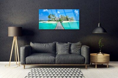 Tableaux sur verre Mer plage pont paume architecture brun vert gris bleu