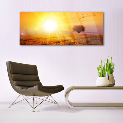 Tableaux sur verre Prairie paysage jaune brun