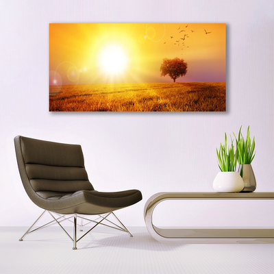 Tableaux sur verre Prairie paysage jaune brun