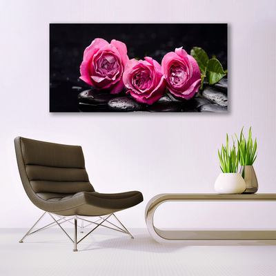 Tableaux sur verre Pierres roses floral rouge noir