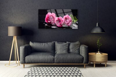 Tableaux sur verre Pierres roses floral rouge noir