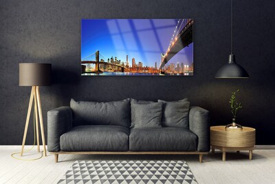 Tableaux sur verre Ville pont architecture brun bleu violet