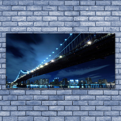 Tableaux sur verre Ville pont architecture noir bleu