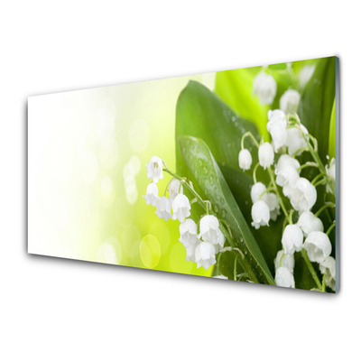 Tableaux sur verre Muguet floral blanc vert