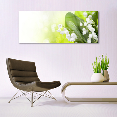 Tableaux sur verre Muguet floral blanc vert