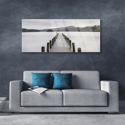 Tableaux sur verre Pont mer architecture gris