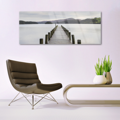 Tableaux sur verre Pont mer architecture gris