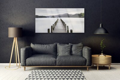 Tableaux sur verre Pont mer architecture gris