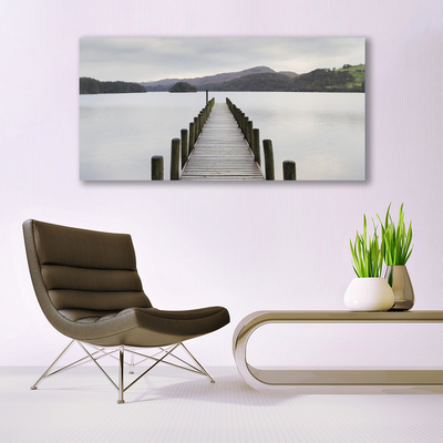 Tableaux sur verre Pont mer architecture gris