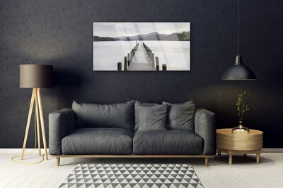 Tableaux sur verre Pont mer architecture gris