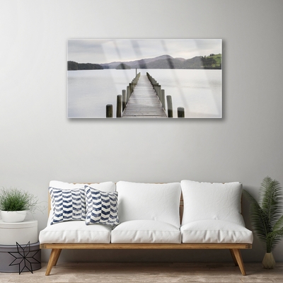 Tableaux sur verre Pont mer architecture gris