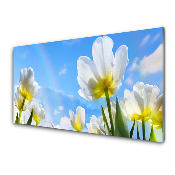 Tableaux sur verre Fleurs floral blanc vert