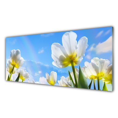 Tableaux sur verre Fleurs floral blanc vert