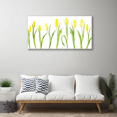 Tableaux sur verre Tulipes floral jaune vert
