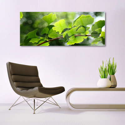 Tableaux sur verre Feuilles branche floral brun vert