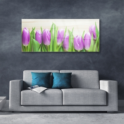 Tableaux sur verre Tulipes floral rose vert