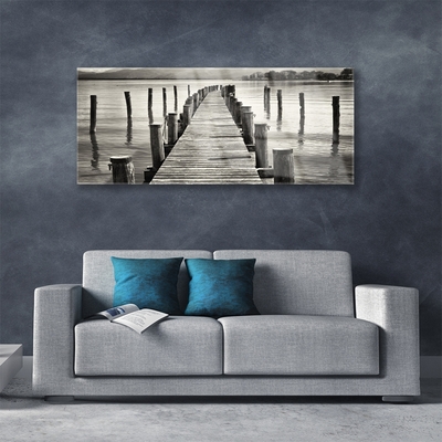 Tableaux sur verre Pont mer architecture gris