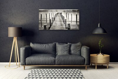 Tableaux sur verre Pont mer architecture gris