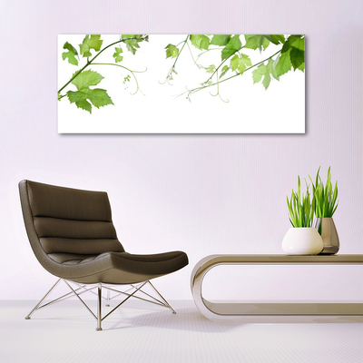 Tableaux sur verre Branches feuilles floral brun vert