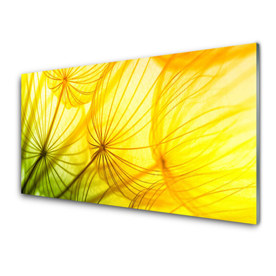 Tableaux sur verre Pissenlit floral vert jaune