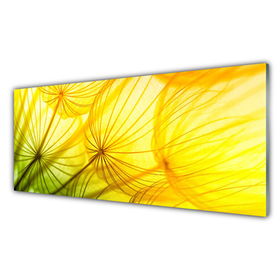 Tableaux sur verre Pissenlit floral vert jaune