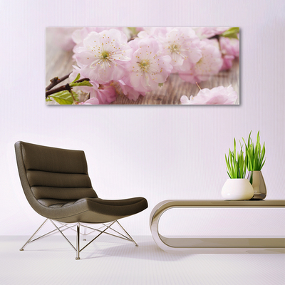 Tableaux sur verre Branches fleurs floral brun rose