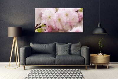 Tableaux sur verre Branches fleurs floral brun rose