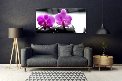 Tableaux sur verre Pierres fleurs floral rose noir