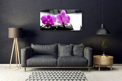 Tableaux sur verre Pierres fleurs floral rose noir