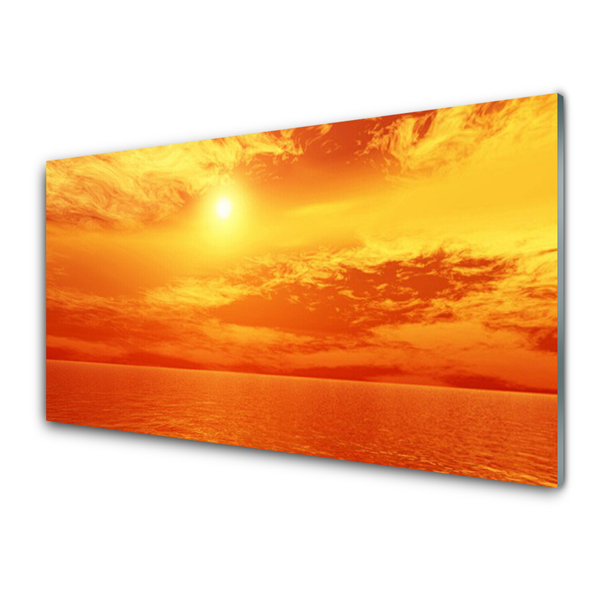 Tableaux sur verre Mer soleil paysage jaune