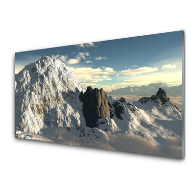 Tableaux sur verre Montagnes paysage gris blanc