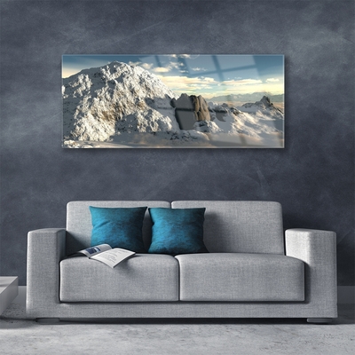 Tableaux sur verre Montagnes paysage gris blanc