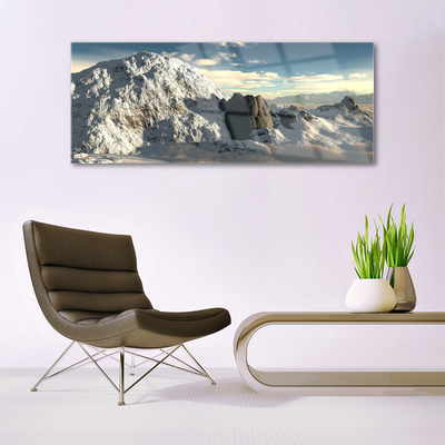 Tableaux sur verre Montagnes paysage gris blanc