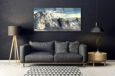 Tableaux sur verre Montagnes paysage gris blanc