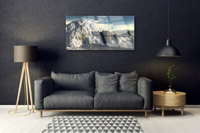 Tableaux sur verre Montagnes paysage gris blanc