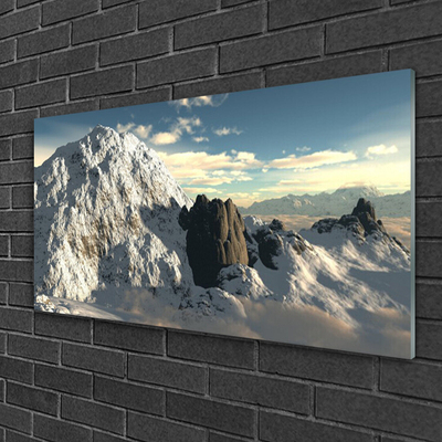 Tableaux sur verre Montagnes paysage gris blanc