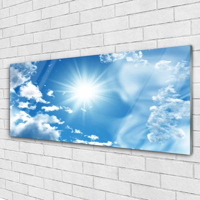 Tableaux sur verre Soleil ciel paysage blanc bleu