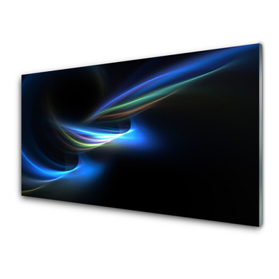 Tableaux sur verre Abstraction art noir bleu