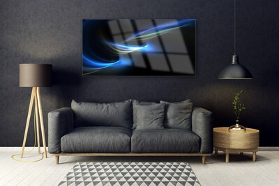 Tableaux sur verre Abstraction art noir bleu