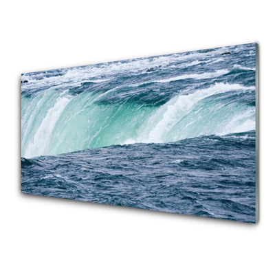 Tableaux sur verre Chute d'eau nature bleu