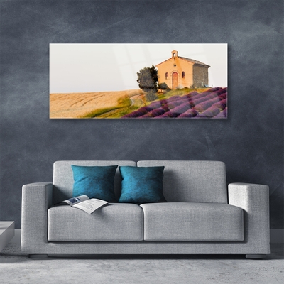 Tableaux sur verre Terrain paysage brun vert rose