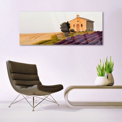 Tableaux sur verre Terrain paysage brun vert rose