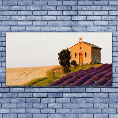 Tableaux sur verre Terrain paysage brun vert rose