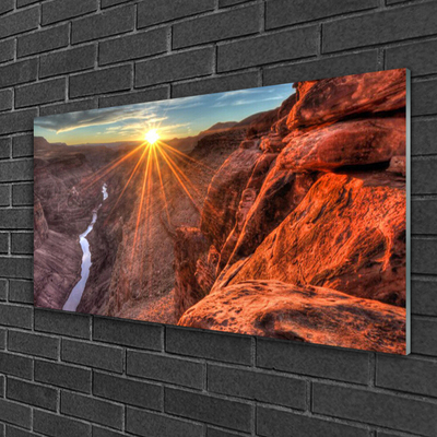 Tableaux sur verre Désert soleil paysage jaune brun